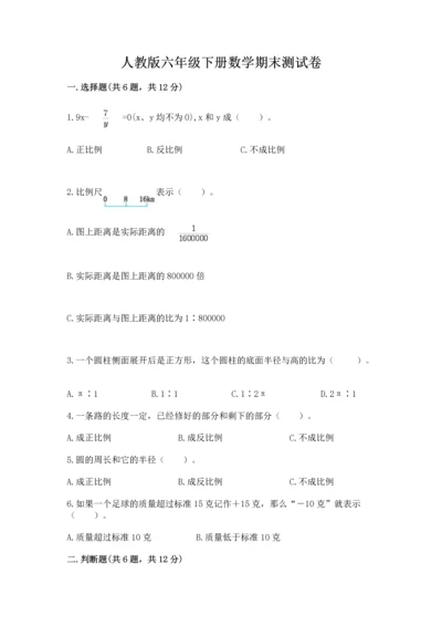 人教版六年级下册数学期末测试卷（典型题）word版.docx