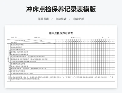 冲床点检保养记录表模版