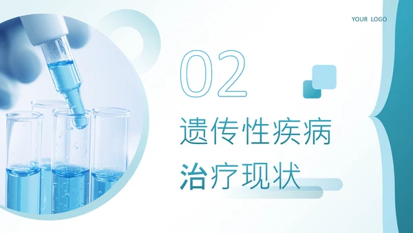 蓝色科技风遗传性疾病治疗探索毕业论文答辩PPT