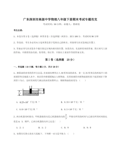 强化训练广东深圳市高级中学物理八年级下册期末考试专题攻克试题（详解）.docx