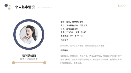 简约个人自我介绍个人简历岗位竞聘ppt模板