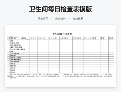 卫生间每日检查表模版