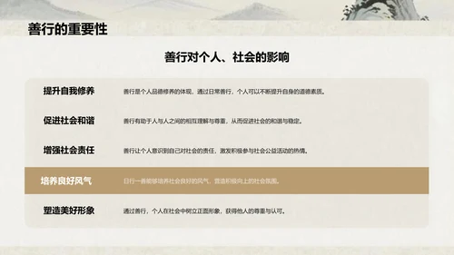 灰色复古风日行一善主题教育课件PPT模板