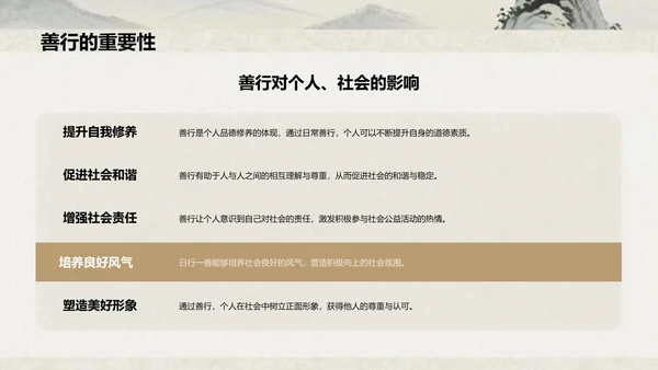 灰色复古风日行一善主题教育课件PPT模板