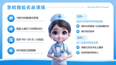 蓝色卡通医疗护理培训