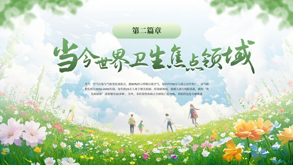 绿色清新全国爱卫生日健康教育宣传PPT模板