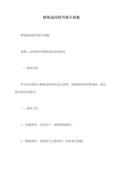 耕地成因排查报告模板