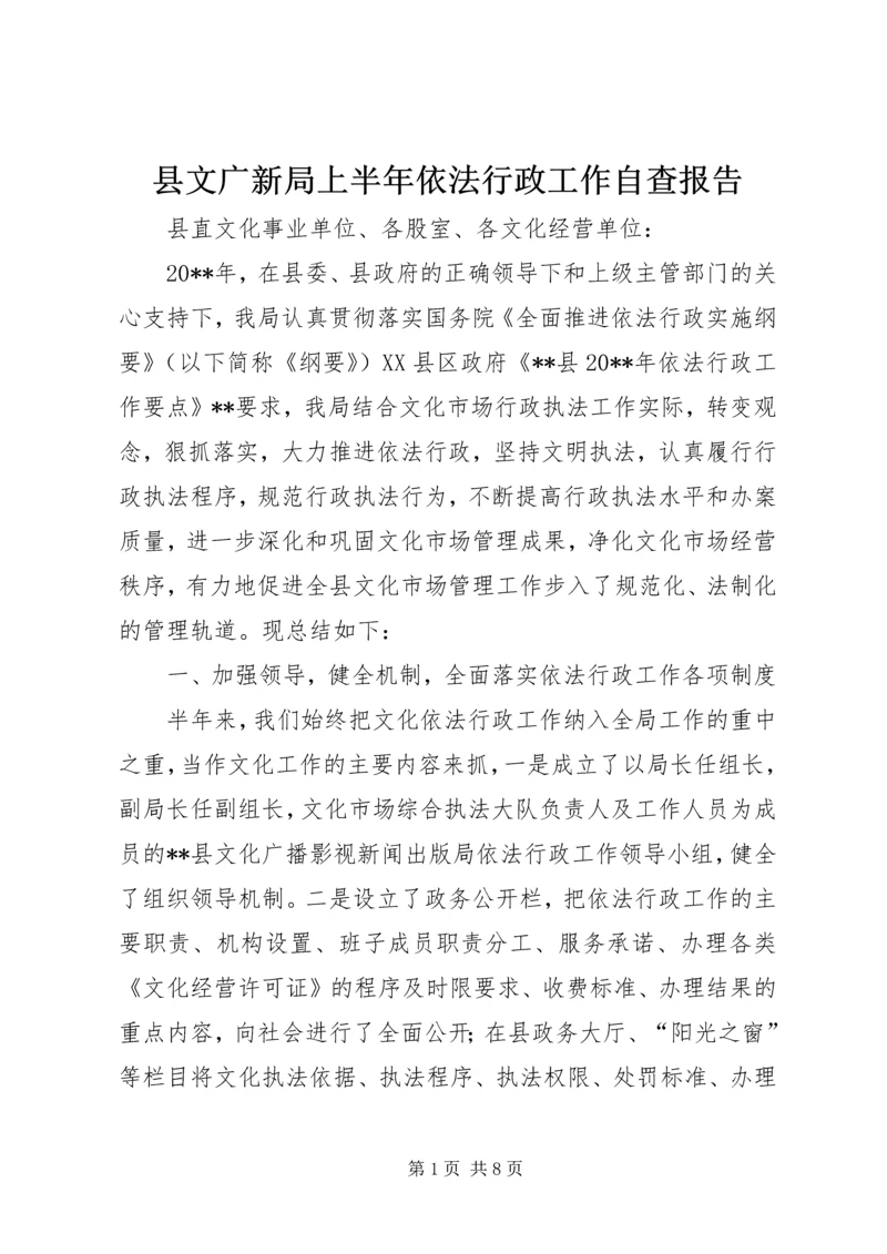 县文广新局上半年依法行政工作自查报告.docx