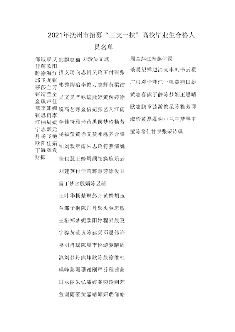 2017年抚州招募三支一扶高校毕业生