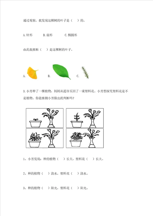 教科版一年级上册科学期末测试卷精品黄金题型