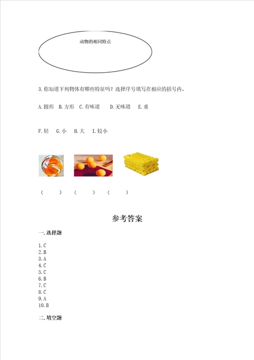 教科版一年级下册科学期末测试卷及参考答案实用