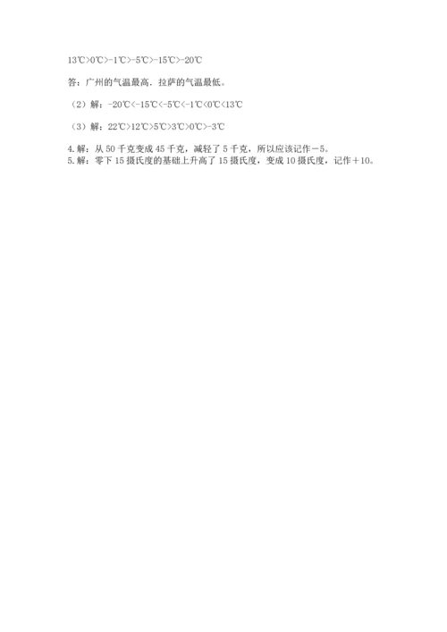 人教版六年级下册数学第一单元《负数》同步练习.docx