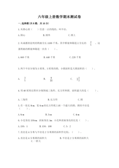 六年级上册数学期末测试卷含完整答案（典优）.docx