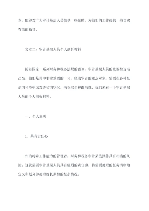 审计基层人员个人剖析材料
