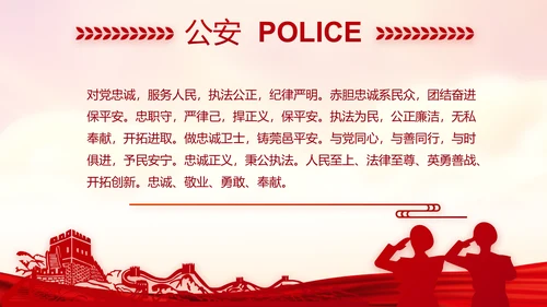 红色党建警察年终工作总结述职报告动态PPT模板