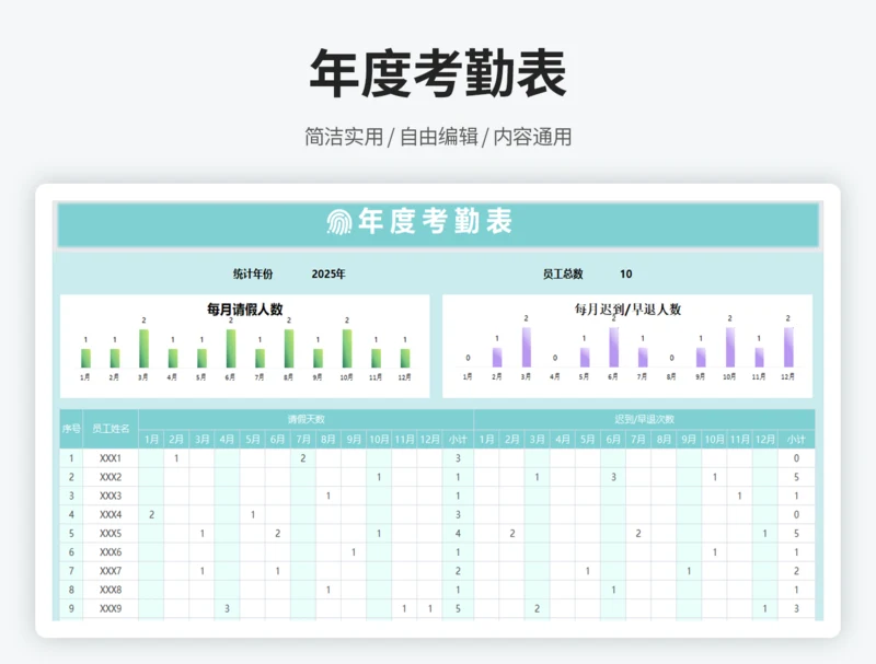 年度考勤表