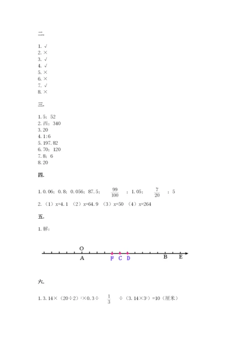 苏教版数学六年级下册试题期末模拟检测卷附答案【模拟题】.docx
