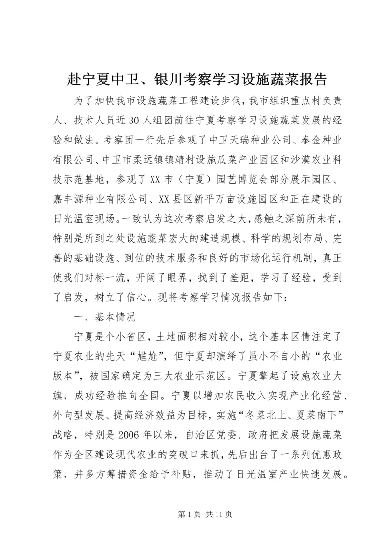 赴宁夏中卫、银川考察学习设施蔬菜报告.docx