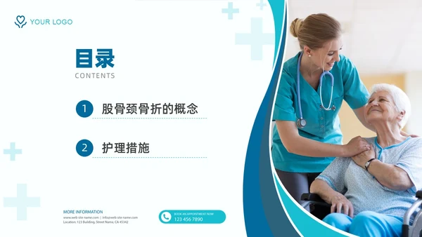 绿色实拍医疗护理培训股骨骨折护理查房培训PPT课件