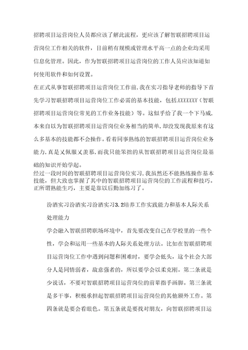 智联招聘项目运营岗位实习报告