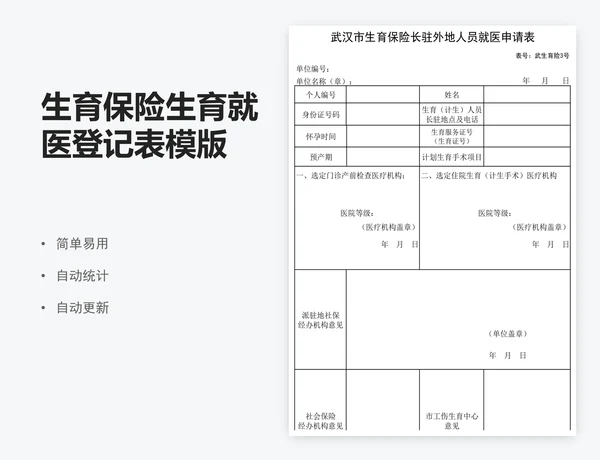 生育保险生育就医登记表模版