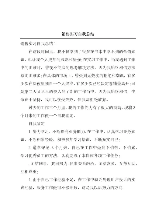 销售实习自我总结