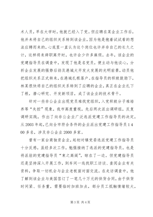 我市非公有制企业党建工作汇报.docx
