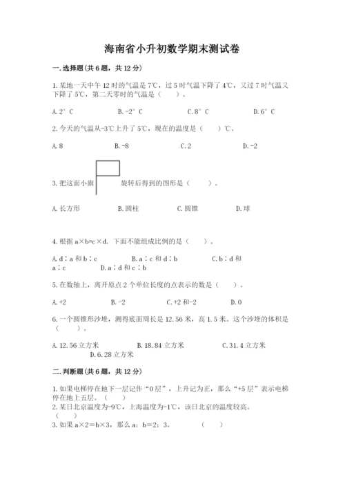 海南省小升初数学期末测试卷及完整答案一套.docx