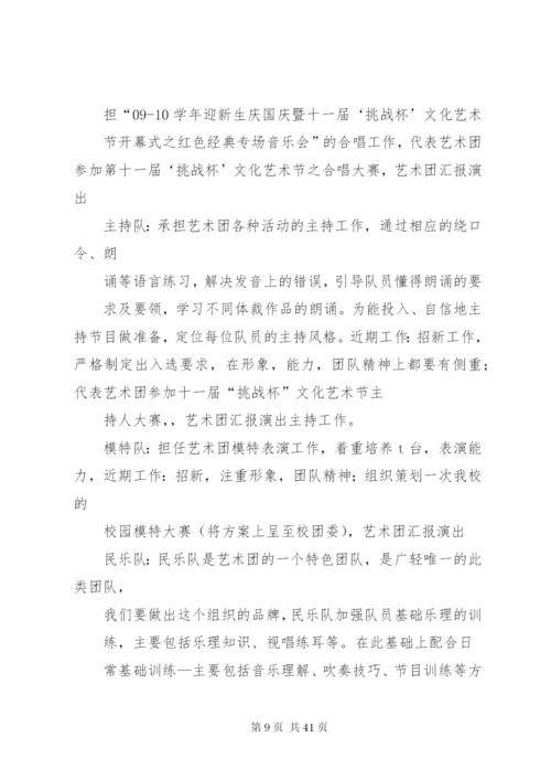 09届艺术团副团长工作计划书精编.docx