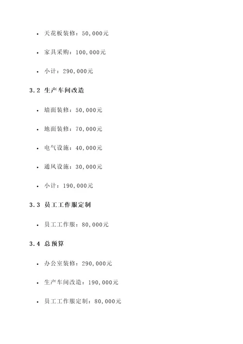 企业工装工程预算报价方案