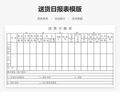 送货日报表模版