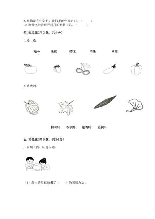 教科版一年级上册科学期末测试卷带答案（精练）.docx