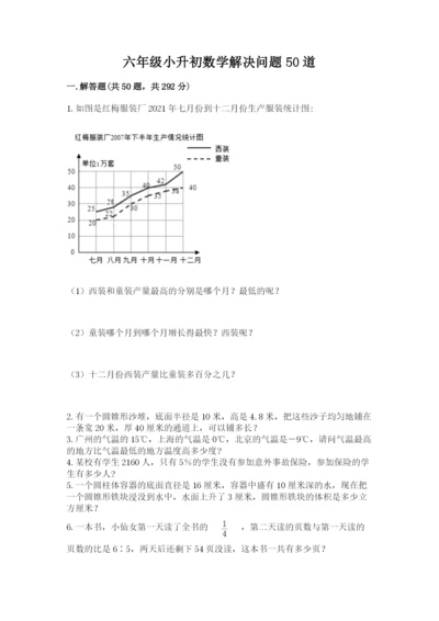 六年级小升初数学解决问题50道附答案（夺分金卷）.docx