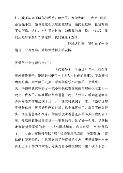 我懂得一个道理作文