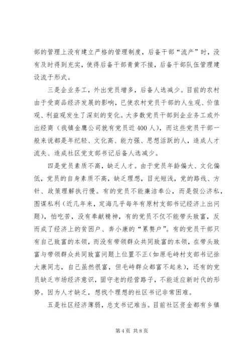 新型社区党总支书记问题思考.docx