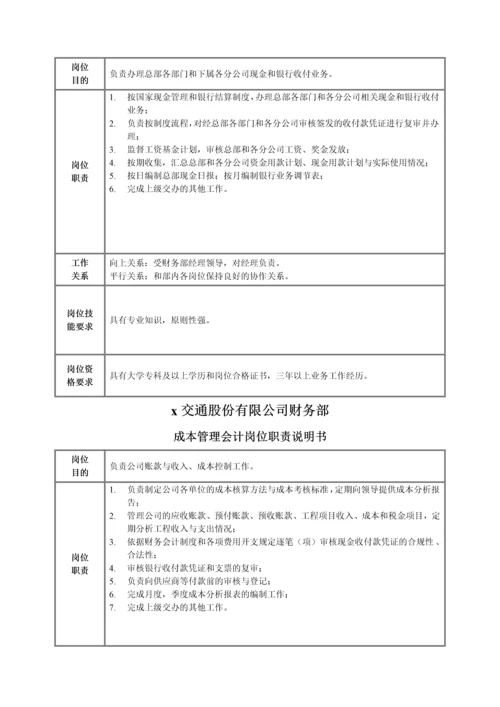 交通股份有限公司机关管理岗位定岗定编方案.docx