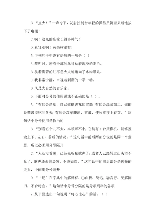 部编版语文六年级上册句子专项训练.docx