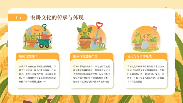 黄色芒种节气介绍通用PPT模板