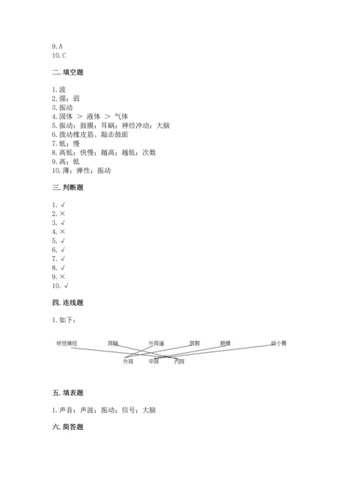 教科版科学四年级上册第一单元声音测试卷含完整答案（典优）.docx