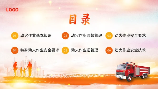 橙色简约动火作业培训PPT模板宣传PPT动态PPT安全生产