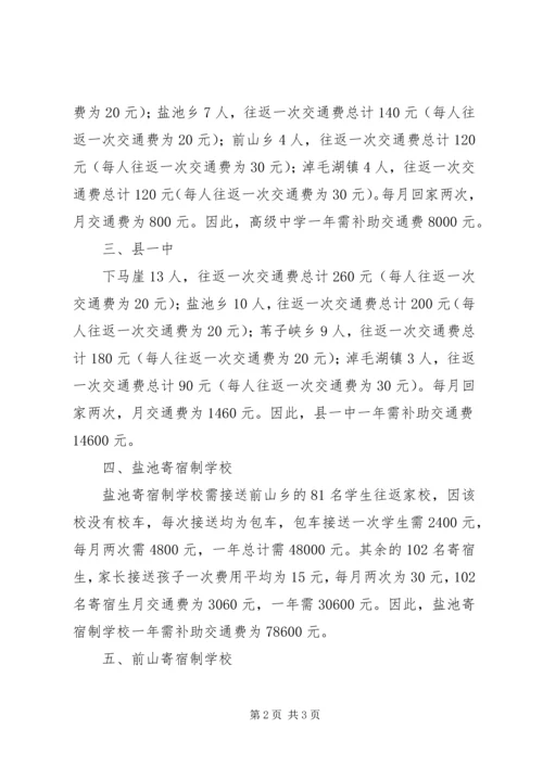 学校寄宿生交通费补助的报告.docx