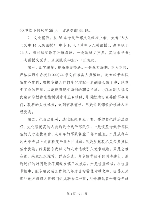 关于加强专武干部队伍建设的几点思考[推荐].docx