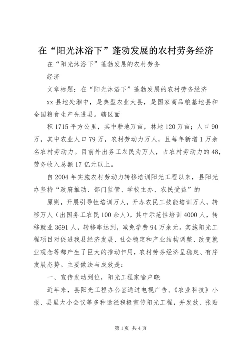 在“阳光沐浴下”蓬勃发展的农村劳务经济.docx