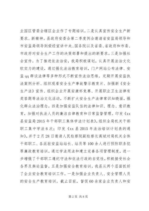 乡镇安监局上半年依法治理工作总结.docx