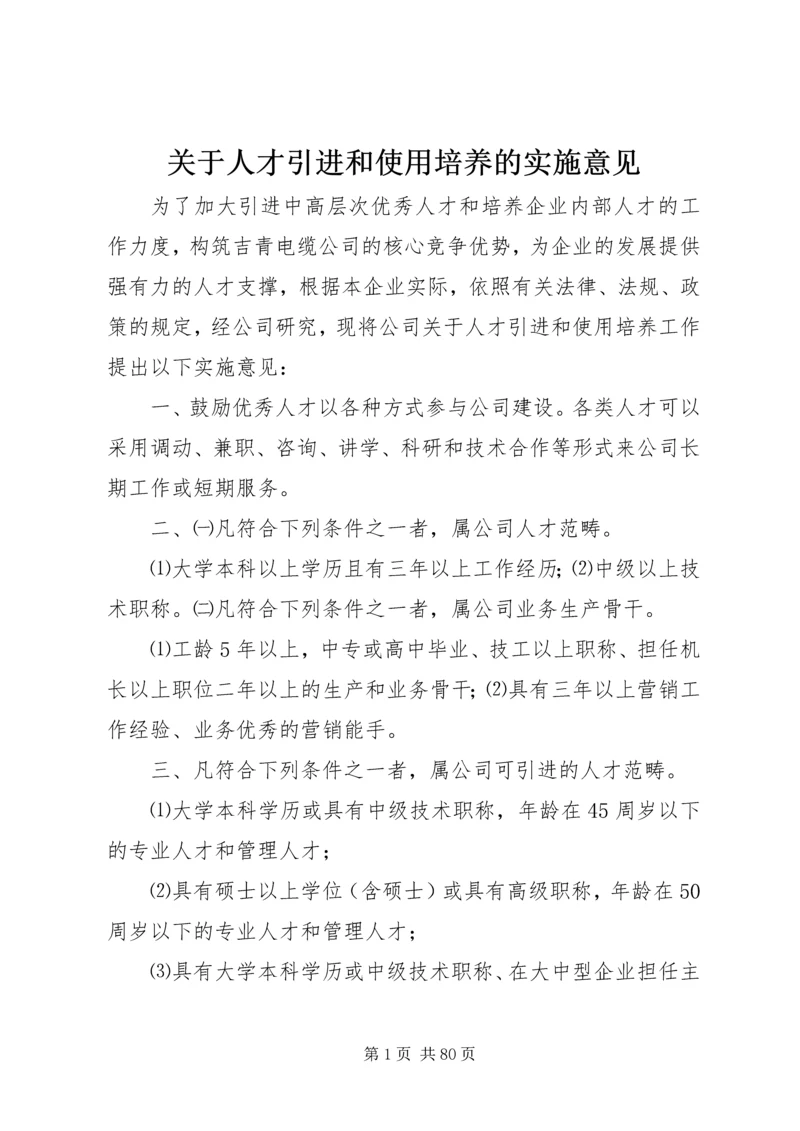 关于人才引进和使用培养的实施意见.docx