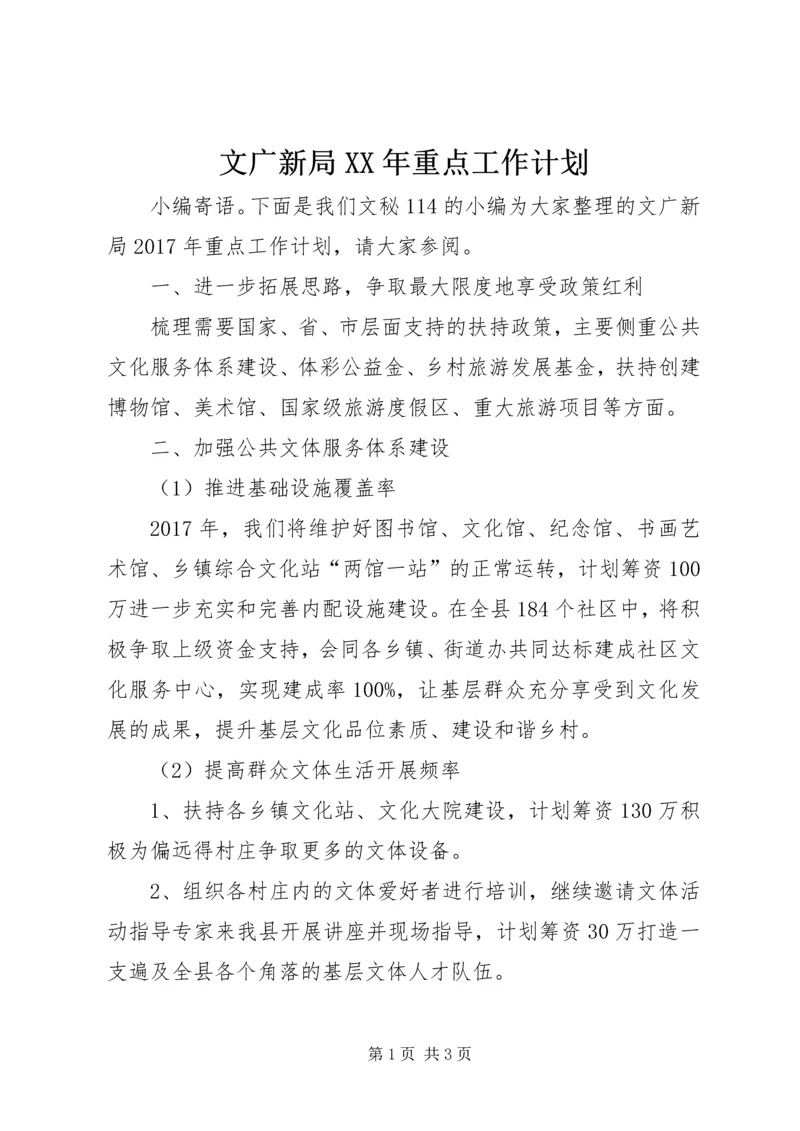 文广新局XX年重点工作计划.docx