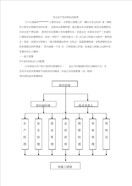 安全生产的组织机构及职责