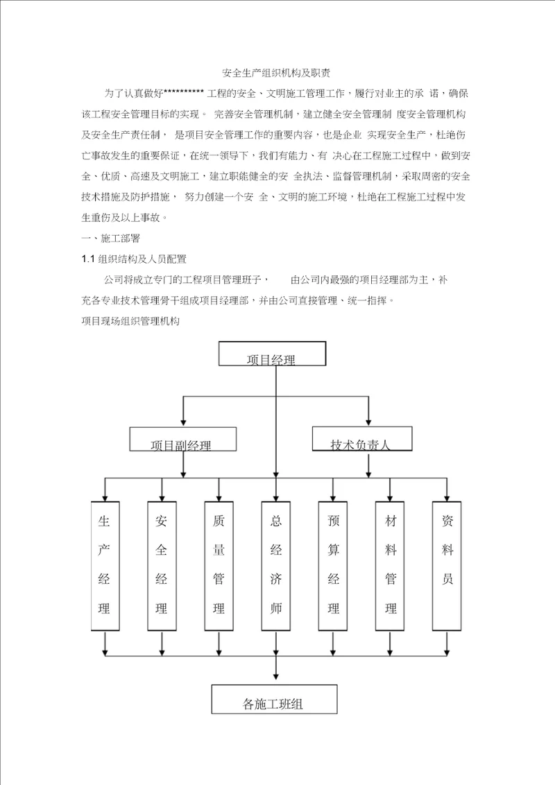 安全生产的组织机构及职责