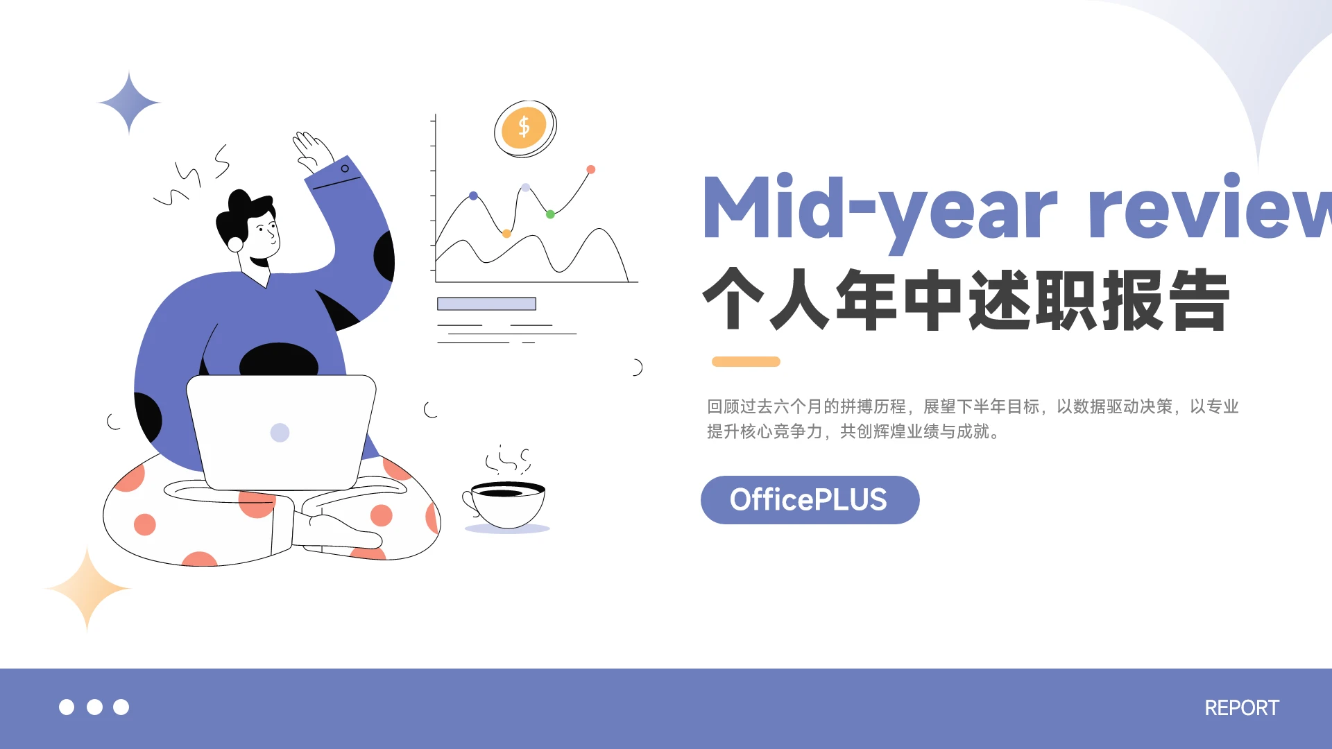蓝色扁平个人述职报告PPT模板