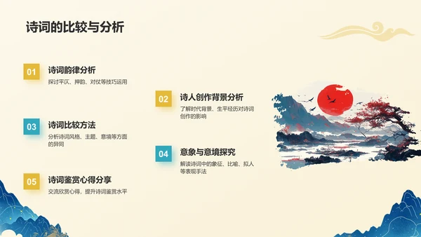 黄色国潮风国潮山水中国风语文教学课件PPT模板